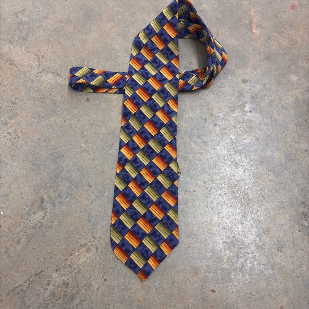 Grateful Dead Jerry Garcia Mens Neck Tie 100% Silk Orange Blue Abstract Design